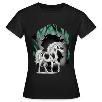 Licornes, Licorne, Animaux mythiques, Personnage de conte de fées - T-shirt Femme - noir - Devant - AI Model Female 172 dark (172cm)