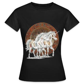 Einhörner Einhorn Fabeltiere Märchenfigur Pferde - Frauen T-Shirt - Schwarz - Vorne - AI Model Female 172 dark (172cm)