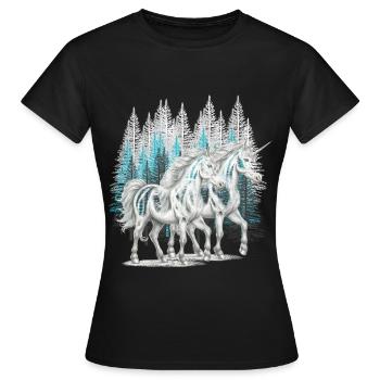Einhörner Einhorn Fabeltiere Märchenfigur - Frauen T-Shirt - Schwarz - Vorne - AI Model Female 172 dark (172cm)
