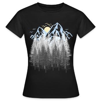 Montagnes, Nature, Montagnes, Forêt, Forêt de conifères, sapins, Brerg - T-shirt Femme - noir - Devant - AI Model Female 172 dark (172cm)
