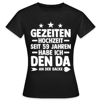 Ehe Gezeitenhochzeit 59 Jahre Verheiratet Hochzeit - Frauen T-Shirt - Schwarz - Vorne - AI Model Female 172 dark (172cm)