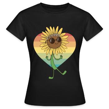 Lunettes de jardin de fleur de tournesol d’été Flora - T-shirt Femme - noir - Devant - AI Model Female 172 dark (172cm)