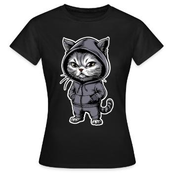 Ärgerliche Böse Katze Grummelige Katze - Frauen T-Shirt - Schwarz - Vorne - AI Model Female 172 dark (172cm)