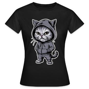 Ärgerliche Böse Katze Grummelige Katze - Frauen T-Shirt - Schwarz - Vorne - AI Model Female 172 dark (172cm)