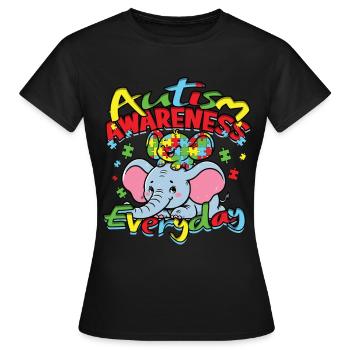 Sensibilisation à l’autisme au quotidien - T-shirt Femme - noir - Devant - AI Model Female 172 dark (172cm)