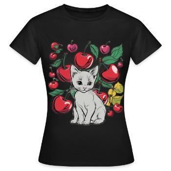 Cerises Cerises Chats Cerises - T-shirt Femme - noir - Devant - AI Model Female 172 dark (172cm)