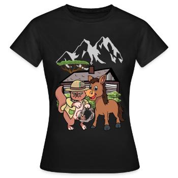 Chat Sauvage Ouest Nature Enfant Enfants Cavalier Âne - T-shirt Femme - noir - Devant - AI Model Female 172 dark (172cm)