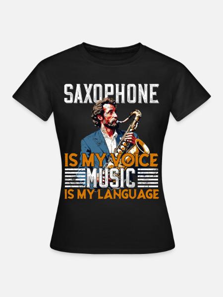 Design divertente del sassofono per gli amanti della musica jazz - Maglietta da donna - nero