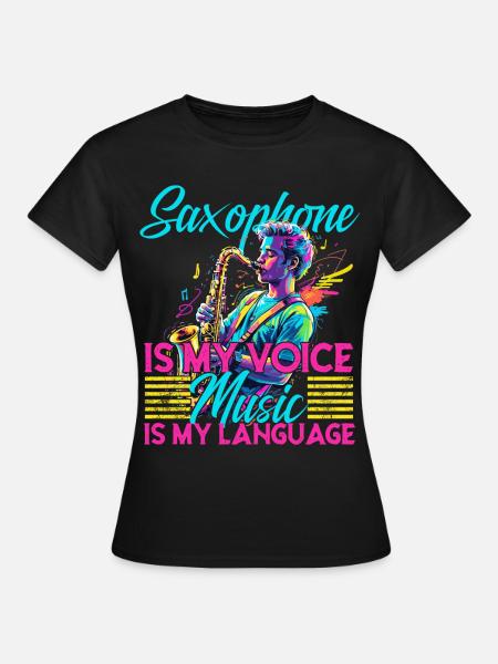 Divertente design del sassofono amante della musica jazz - Maglietta da donna - nero