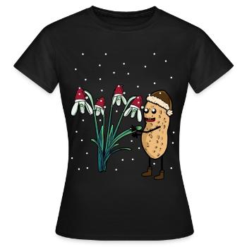 Erdnuss Frühling Schnee Garten Blumen Frost - Frauen T-Shirt - Schwarz - Vorne - AI Model Female 172 dark (172cm)
