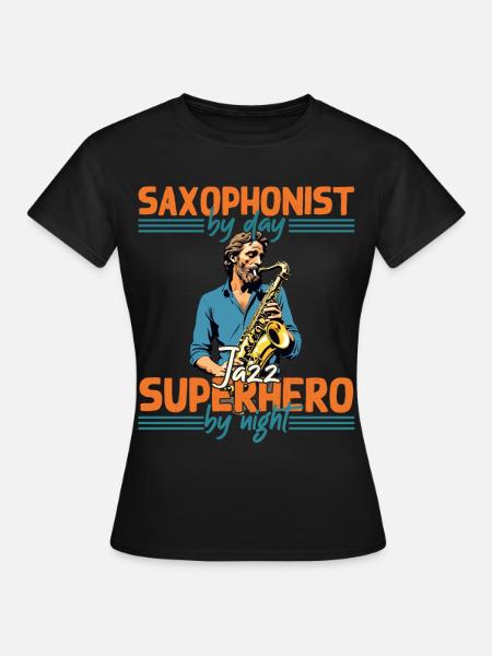 Divertente design del sassofono amante della musica jazz - Maglietta da donna - nero