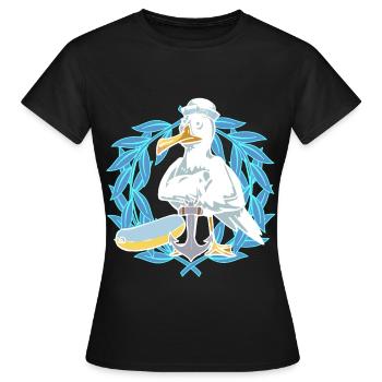 Möwe Möwen Seefahrer Seemänner Lorbeer Matrose - Frauen T-Shirt - Schwarz - Vorne - AI Model Female 172 dark (172cm)