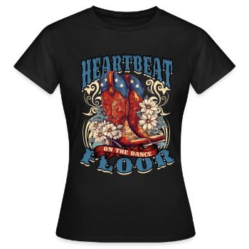 Battement de cœur de danse en ligne sur la piste de danse - T-shirt Femme - noir - Devant - AI Model Female 172 dark (172cm)