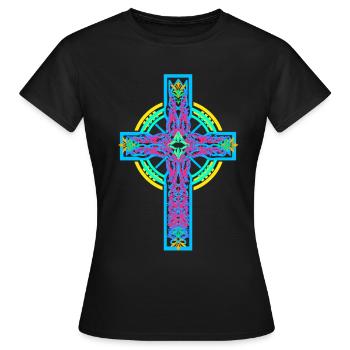 Jésus-Dieu, Croix, Croix, Crucifix - T-shirt Femme - noir - Devant - AI Model Female 172 dark (172cm)