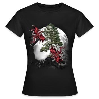 Dragon Dragon Fable Medieval Fairy Tale Myth - Women's T-Shirt - black - Front - AI Model Female 172 dark (172cm)