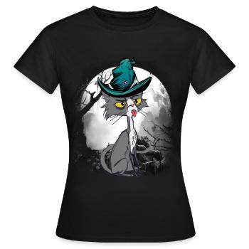 Chat magique chats sorcier conte de fées personnage conte de fées - T-shirt Femme - noir - Devant - AI Model Female 172 dark (172cm)