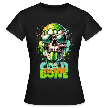 FROID JUSQU’À L’OS Crâne avec glace - Langue - T-shirt Femme - noir - Devant - AI Model Female 172 dark (172cm)