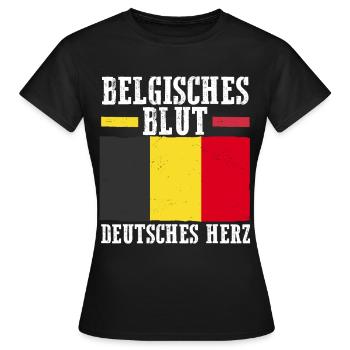 Belgian Belgian German Heart Belgium - Women's T-Shirt - black - Front - AI Model Female 172 dark (172cm)