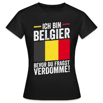Belgian Belgian Belgium - Women's T-Shirt - black - Front - AI Model Female 172 dark (172cm)