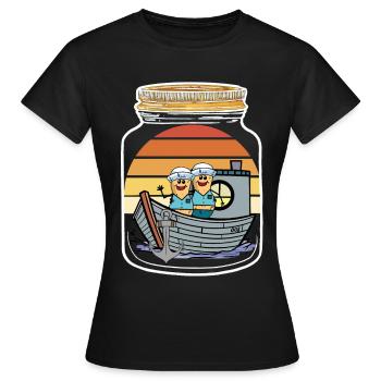 Cacahuètes Cacahuètes Bateau Bateau Voyage Marins - T-shirt Femme - noir - Devant - AI Model Female 172 dark (172cm)