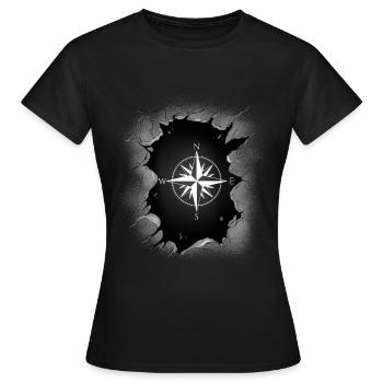Windrose Kompass Richtung - Frauen T-Shirt - Schwarz - Vorne - AI Model Female 172 dark (172cm)