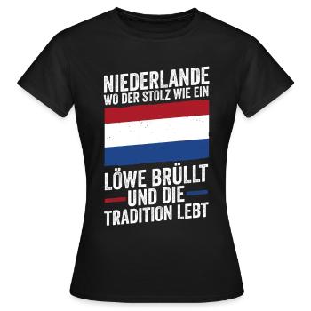 Pays-Bas Pays-Bas Pays-Bas - T-shirt Femme - noir - Devant - AI Model Female 172 dark (172cm)