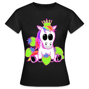 Licorne Licornes Fraise Princesse Animal Mythique - T-shirt Femme - noir - Devant - AI Model Female 172 dark (172cm)