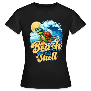 Turtle Turtles Beach Bum With A Shell - Women's T-Shirt - black - Front - AI Model Female 172 dark (172cm)
