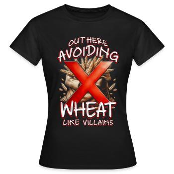 Allergie au blé ici : éviter le blé - T-shirt Femme - noir - Devant - AI Model Female 172 dark (172cm)