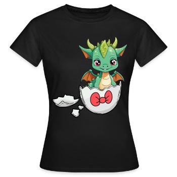 Dragon Dragon Coquille d’oeuf Hatch Bébé Enfant - T-shirt Femme - noir - Devant - AI Model Female 172 dark (172cm)