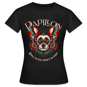 Papillon Hund - Frauen T-Shirt - Schwarz - Vorne - AI Model Female 172 dark (172cm)
