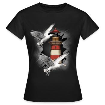 Phares Phare Mouette Mouette Mouette - T-shirt Femme - noir - Devant - AI Model Female 172 dark (172cm)
