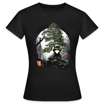 Conte de fées de la forêt personnage de conte de fées nains gnomes gnome sorcier - T-shirt Femme - noir - Devant - AI Model Female 172 dark (172cm)