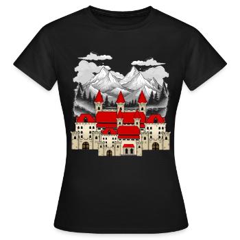 König Könige Märchen Schloss Festung Gurg Ritter - Frauen T-Shirt - Schwarz - Vorne - AI Model Female 172 dark (172cm)