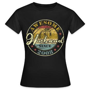 16ter Hochzeitstag toller Ehemann seit 2008 Retro - Frauen T-Shirt - Schwarz - Vorne - AI Model Female 172 dark (172cm)