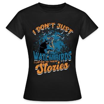 Ornithologue ornithologique - T-shirt Femme - noir - Devant - AI Model Female 172 dark (172cm)