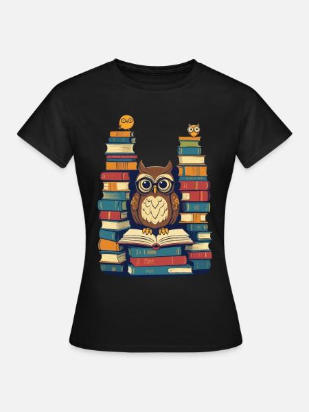 Bücher Eule Für Eulen Liebhaber Leseratte - Frauen T-Shirt - Schwarz