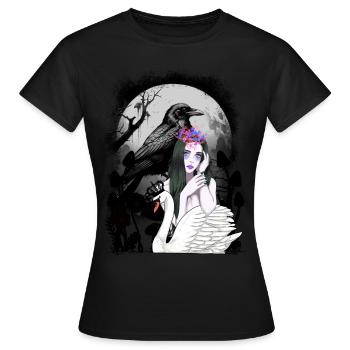 cygne mystique conte de fées conte de fées personnage corbeau - T-shirt Femme - noir - Devant - AI Model Female 172 dark (172cm)
