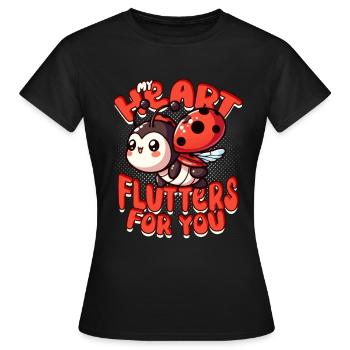Ladybug Entomology My Heart Flutters for You - Women's T-Shirt - black - Front - AI Model Female 172 dark (172cm)