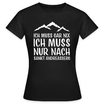 Sankt Andreasberg I Harz Brocken Brockenbahn - Frauen T-Shirt - Schwarz - Vorne - AI Model Female 172 dark (172cm)