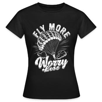 Parapente Parapente Glider Voler plus S’inquiéter moins - T-shirt Femme - noir - Devant - AI Model Female 172 dark (172cm)