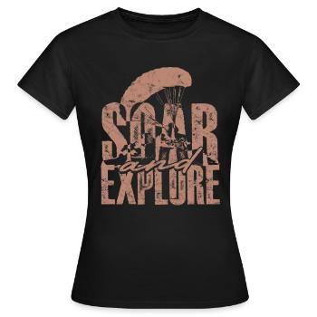 Paragliding Paraglider Gleiter Soar And Explore - Frauen T-Shirt - Schwarz - Vorne - AI Model Female 172 dark (172cm)