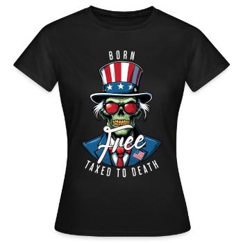 Né libre, imposé jusqu’à sa mort le 4 juillet - T-shirt Femme - noir - Devant - AI Model Female 172 dark (172cm)