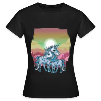 Einhörner Einhorn Schamane Natur Wald indianisch - Frauen T-Shirt - Schwarz - Vorne - AI Model Female 172 dark (172cm)