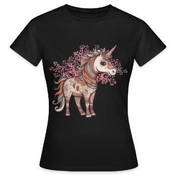 Einhörner Einhorn Schamane Natur Wald indianisch - Frauen T-Shirt - Schwarz - Vorne - AI Model Female 172 dark (172cm)