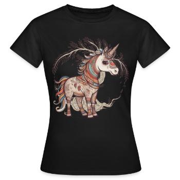 Einhörner Einhorneun Schamane Kinder - Frauen T-Shirt - Schwarz - Vorne - AI Model Female 172 dark (172cm)