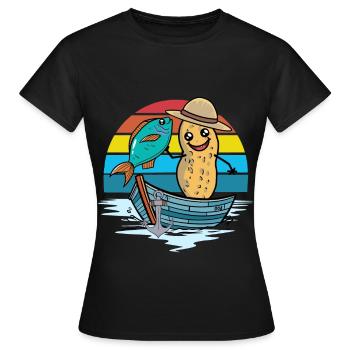 Cacahuète Arc-en-ciel Bateau Poisson Poisson Pêcheur Noix - T-shirt Femme - noir - Devant - AI Model Female 172 dark (172cm)