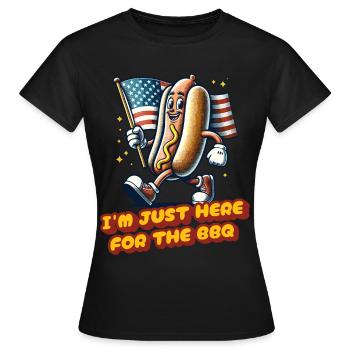 Ici pour le barbecue du 4 juillet Memorial Day Independence - T-shirt Femme - noir - Devant - AI Model Female 172 dark (172cm)