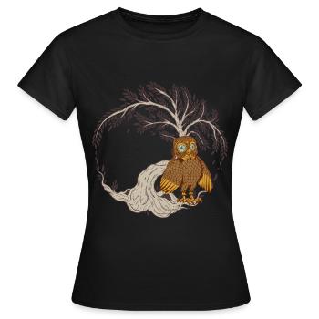 hibou hibou hibou conte de fées enfant enfants personnage de conte de fées - T-shirt Femme - noir - Devant - AI Model Female 172 dark (172cm)