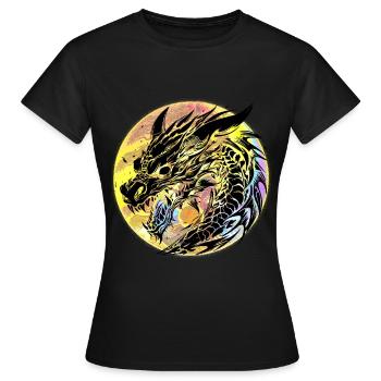 Drachen Drache Fabeltiere Fabelwesen Märchen - Frauen T-Shirt - Schwarz - Vorne - AI Model Female 172 dark (172cm)